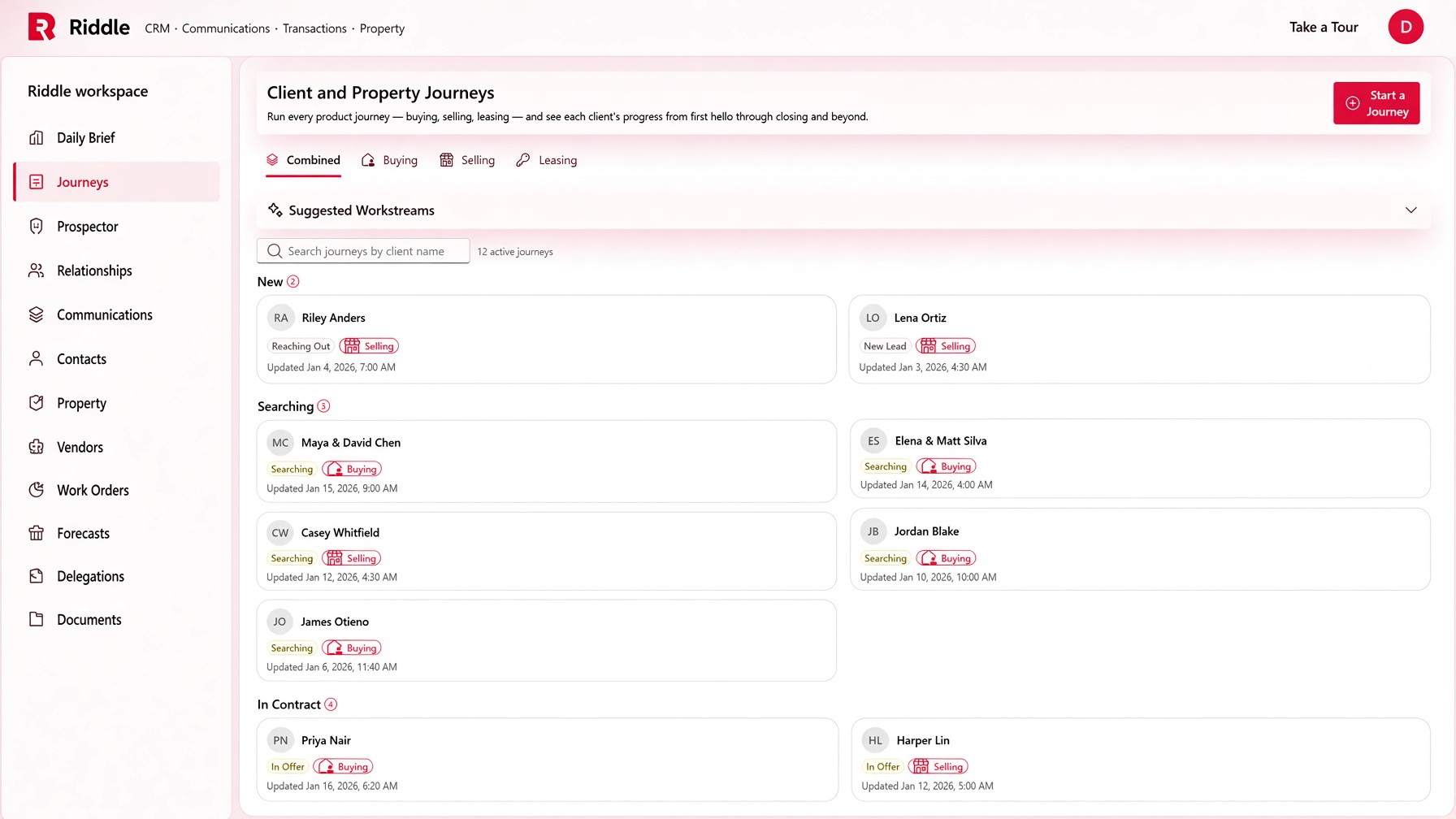 Riddle CRM — Client and Property Journeys